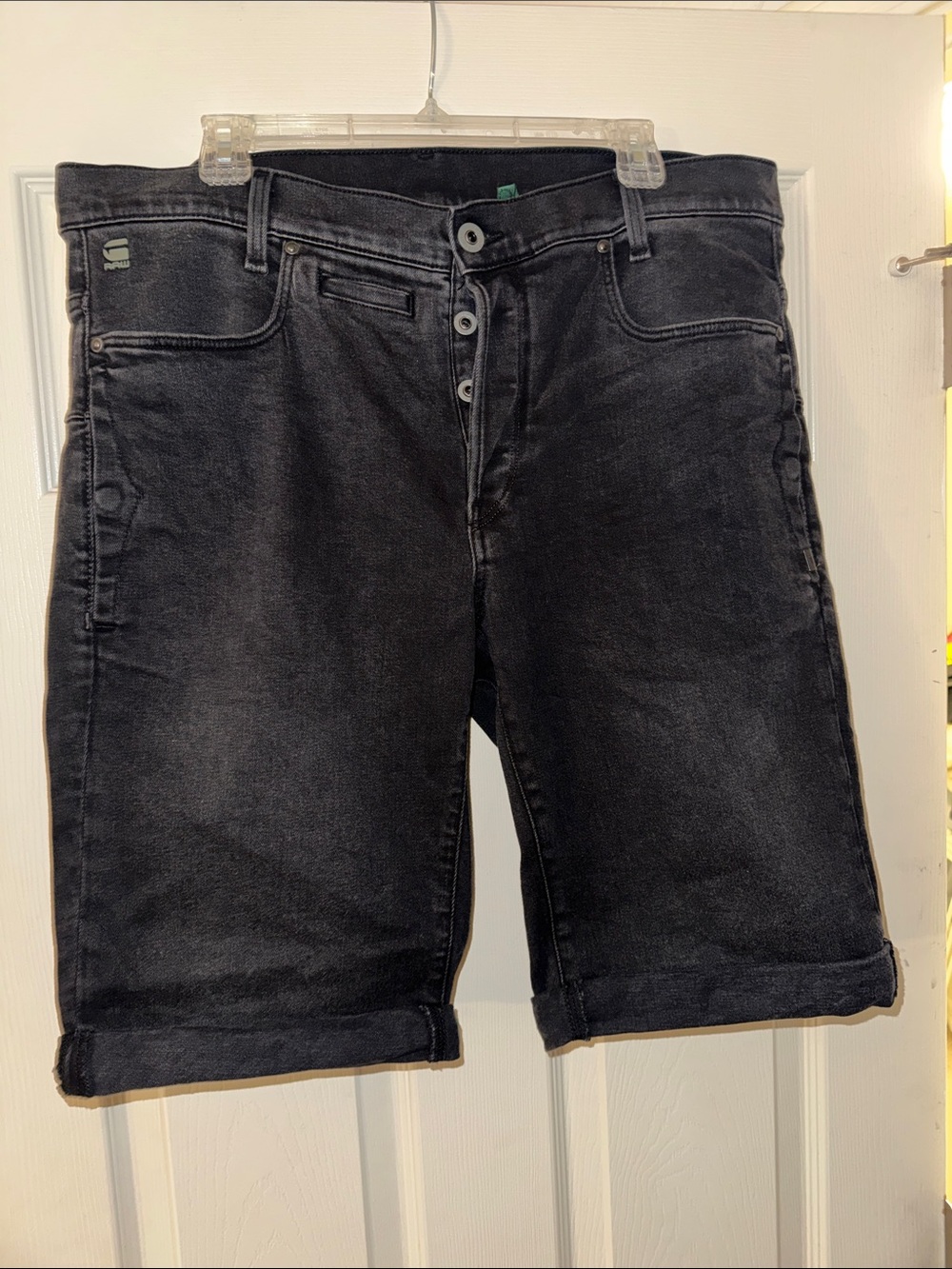 G-Star Raw Black Washed Denim Shorts